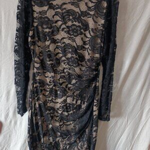 Black Lace Party Midi Dress, Size M